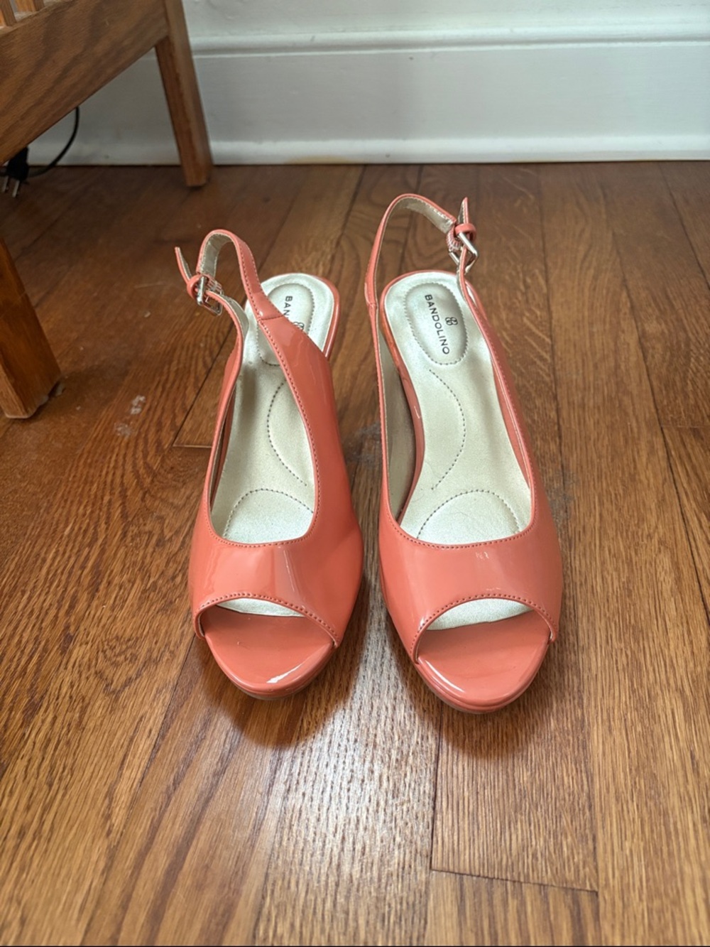 Bandolino Coral Patent Slingback Open-Toe Heels